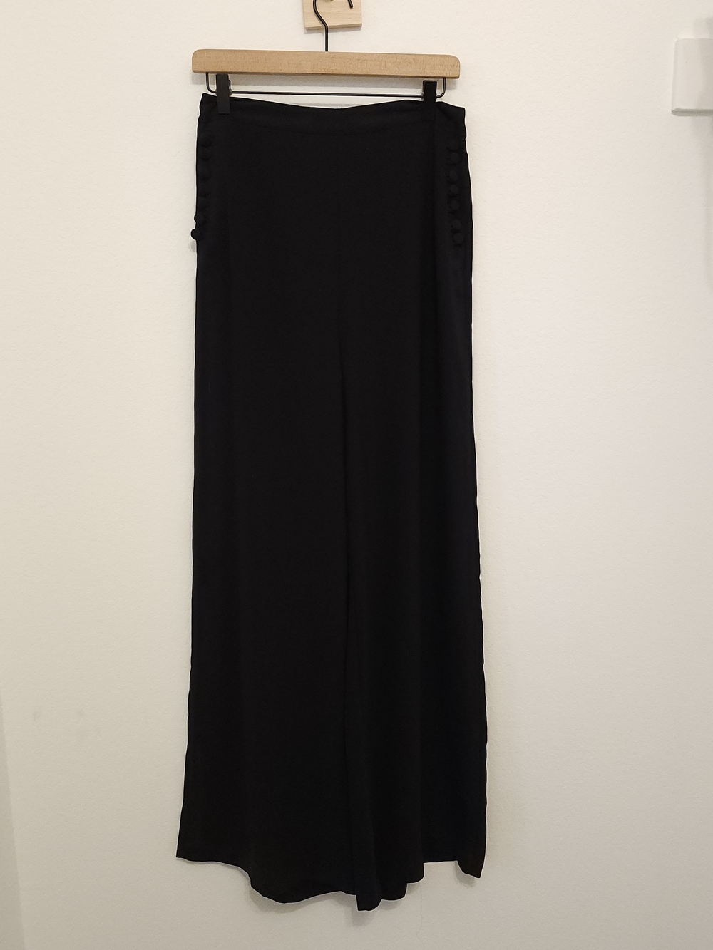 Do+BE Black High-Waisted Wide-Leg Palazzo Trousers - Size Large